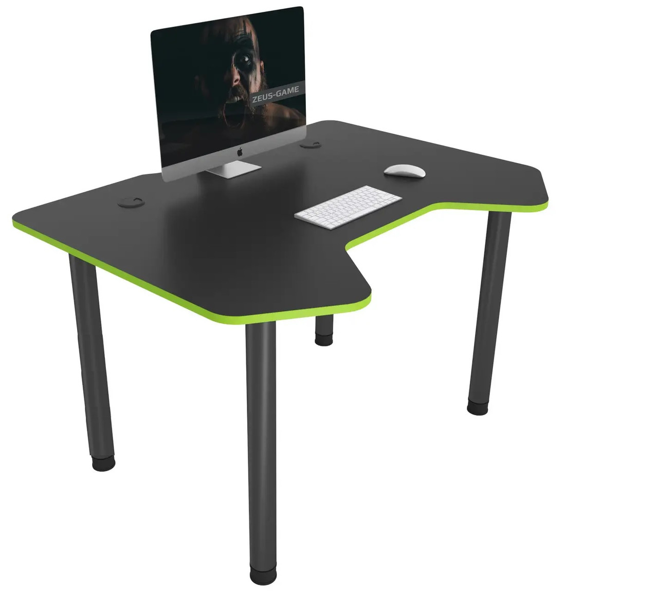 Сучасний комп'ютерний стіл 120 см Ігровий стіл для комп'ютера геймерський COMFORT Joystic чорно зелений