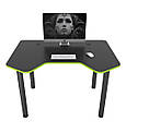 Сучасний комп'ютерний стіл 120 см Ігровий стіл для комп'ютера геймерський COMFORT Joystic чорно зелений, фото 4