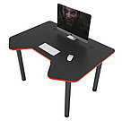 Сучасний комп'ютерний стіл 120 см Ігровий стіл для комп'ютера геймерський COMFORT Joystic чорно червоний, фото 2