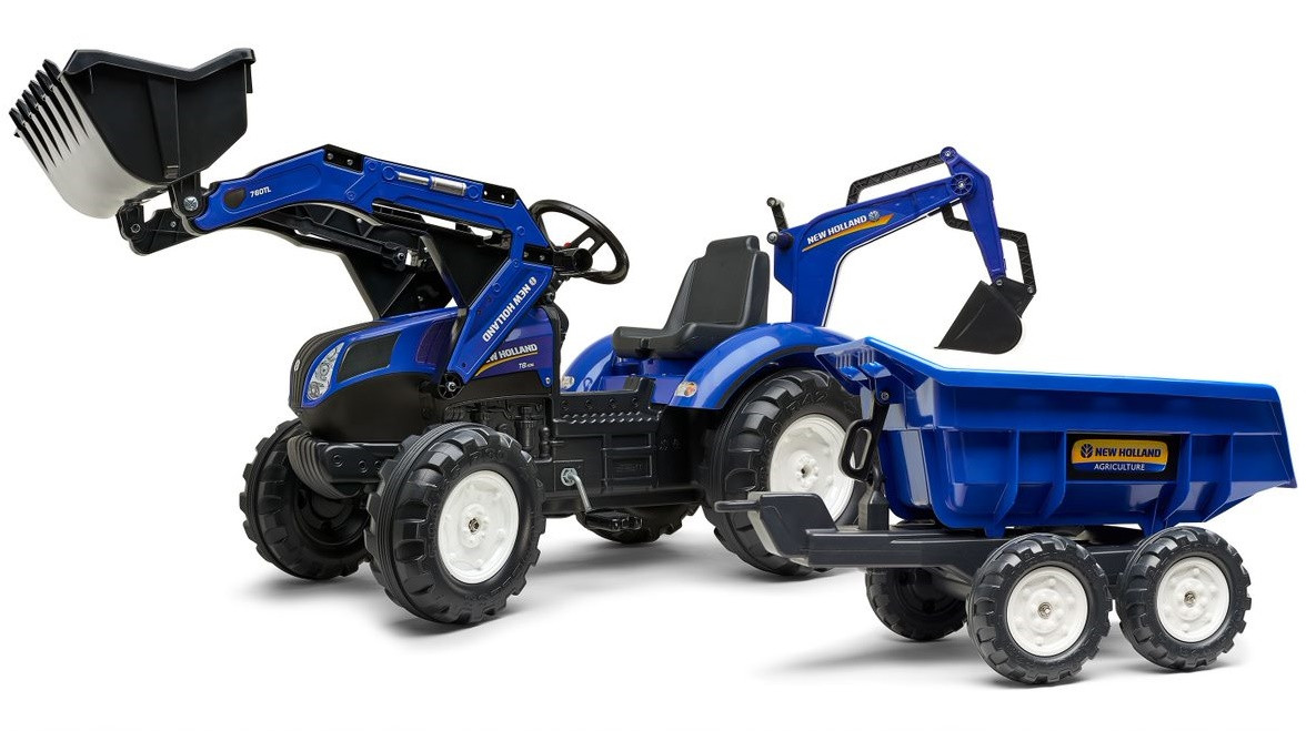 Трактор на педалях з причіпом з двома ковшами Falk 3090W NEW HOLLAND, фото 1