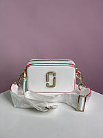 Розово - белая женская сумка Marc Jacobs Snapshot, кожаная женская сумка через плечо, модная женская сумочка