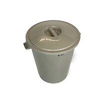 Бак для сміття 50 л з кришкою, пластик, сірого кольору, Afacan Plastik, фото 4