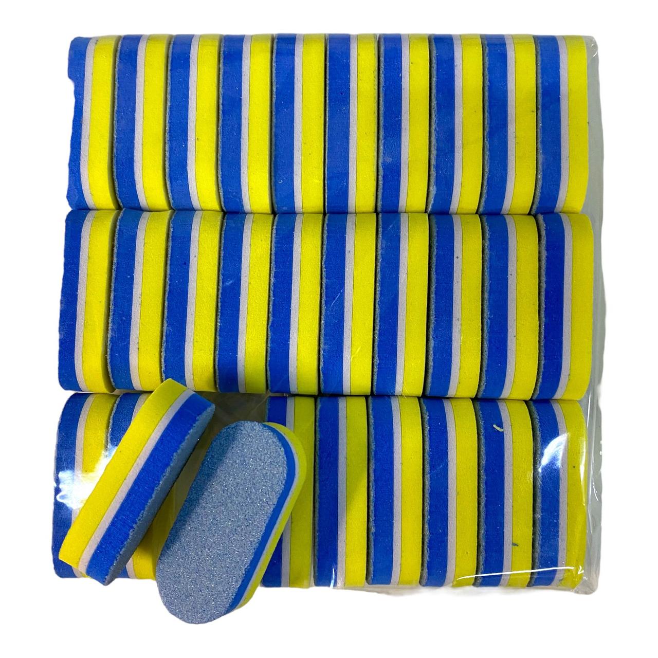 Бафи для нігтів 100/240 грит, упаковка 30шт, синій/жовтий