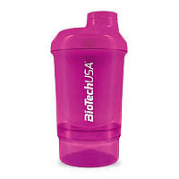 Шейкер с отсеками BioTech USA Shaker Wave Mini + 2 in 1 (300 ml, розовый)