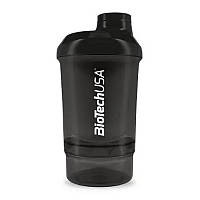 Шейкер с отсеками BioTech USA Shaker Wave Mini + 2 in 1 (300 ml, черный)