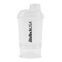 Шейкер с отсеками BioTech USA Shaker Wave Mini + 2 in 1 (300 ml, белый)