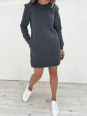 Тепла зимова сукня на флісі у спортивному стилі прямий фасон коротка, фото 2