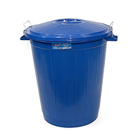 Бак для мусора 70 л с крышкой на зажимах, морозостойкий пластик, синий Afacan Plastik