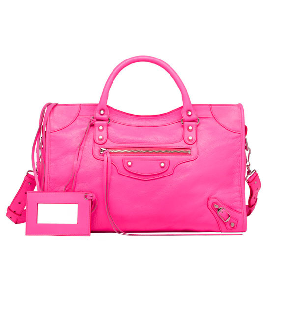 Шкіряна жіноча сумочка через плече Balenciaga Classic Silver City Pink