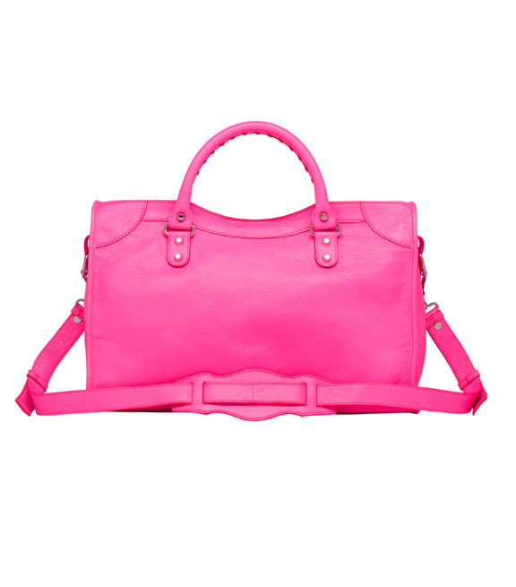 Шкіряна жіноча сумочка через плече Balenciaga Classic Silver City Pink