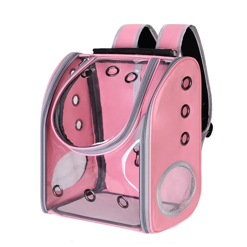 Рюкзак переноска для кота кошек и собак - до 7 кг с окном иллюминатором Розовый - фото 1 - id-p1914153365