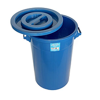 Контейнер для сміття 90 л, пластиковий із кришкою, синій Afacan Plastik, фото 2