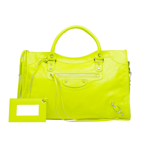 Шкіряна жіноча сумочка через плече Balenciaga Classic Silver City Lime