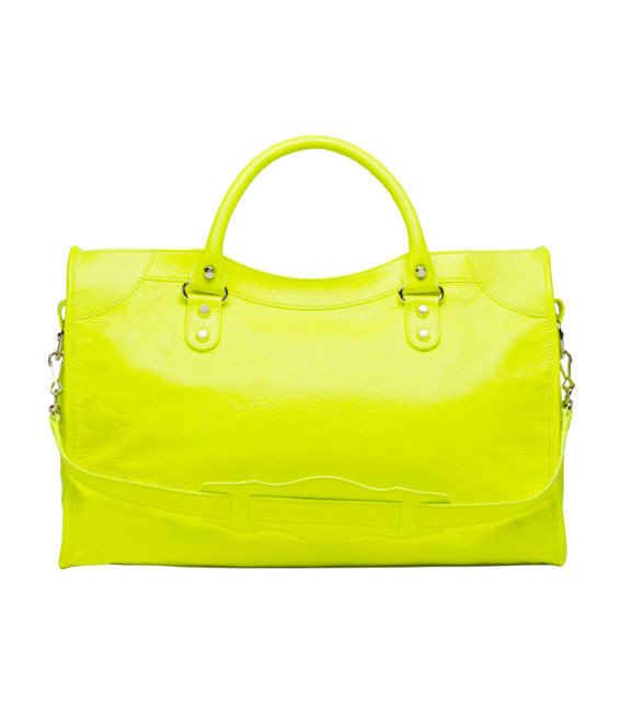 Шкіряна жіноча сумочка через плече Balenciaga Classic Silver City Lime