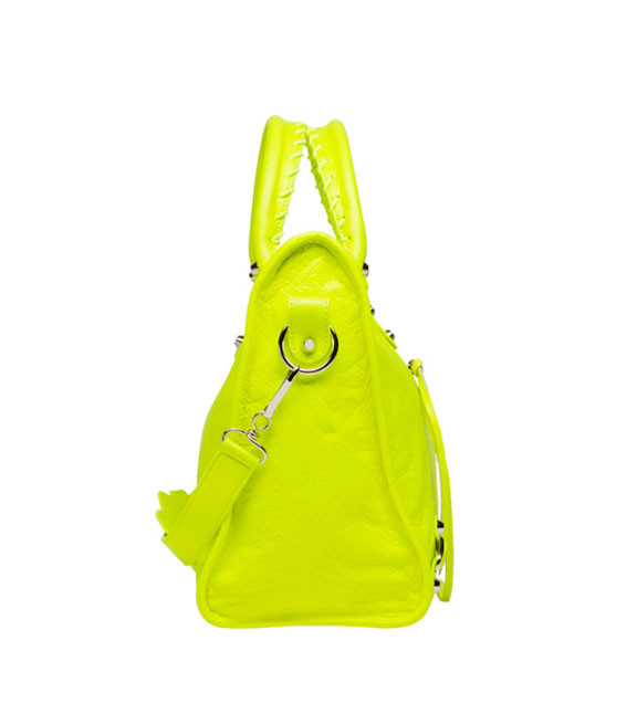 Шкіряна жіноча сумочка через плече Balenciaga Classic Silver City Lime