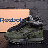 Черевики чоловічі зима Reebok шкіряні на хутрі, спортивні черевики високі натуральна шкіра *R-05 хаки бот*, фото 4
