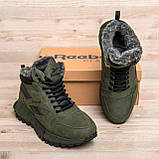 Черевики чоловічі зима Reebok шкіряні на хутрі, спортивні черевики високі натуральна шкіра *R-05 хаки бот*, фото 8