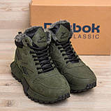 Черевики чоловічі зима Reebok шкіряні на хутрі, спортивні черевики високі натуральна шкіра *R-05 хаки бот*, фото 3