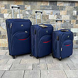 Чемодан дорожній великий СИНІЙ 75х50х30 на 4 колесах з цупкої тканини CODURA 1200D 360* Валіза WINGS 1708, фото 6