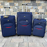 Чемодан дорожній великий СИНІЙ 75х50х30 на 4 колесах з цупкої тканини CODURA 1200D 360* Валіза WINGS 1708, фото 7