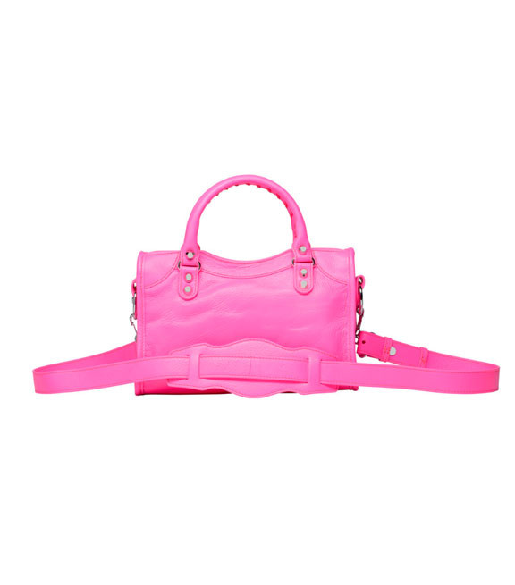 Шкіряна жіноча сумочка через плече Balenciaga Classic Silver City Pink Mini