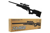 Игрушечная снайперская винтовка ZM52 на пульках оптический прицел поворотный затвор