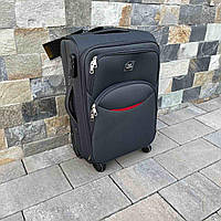 Чемодан дорожній СІРИЙ на 4 колесах з цупкої тканини CODURA 1200D 360* Валіза WINGS 1708 ручна кладь Сумка