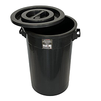 Контейнер для сміття 90 л, пластиковий із кришкою, чорний Afacan Plastik, фото 3