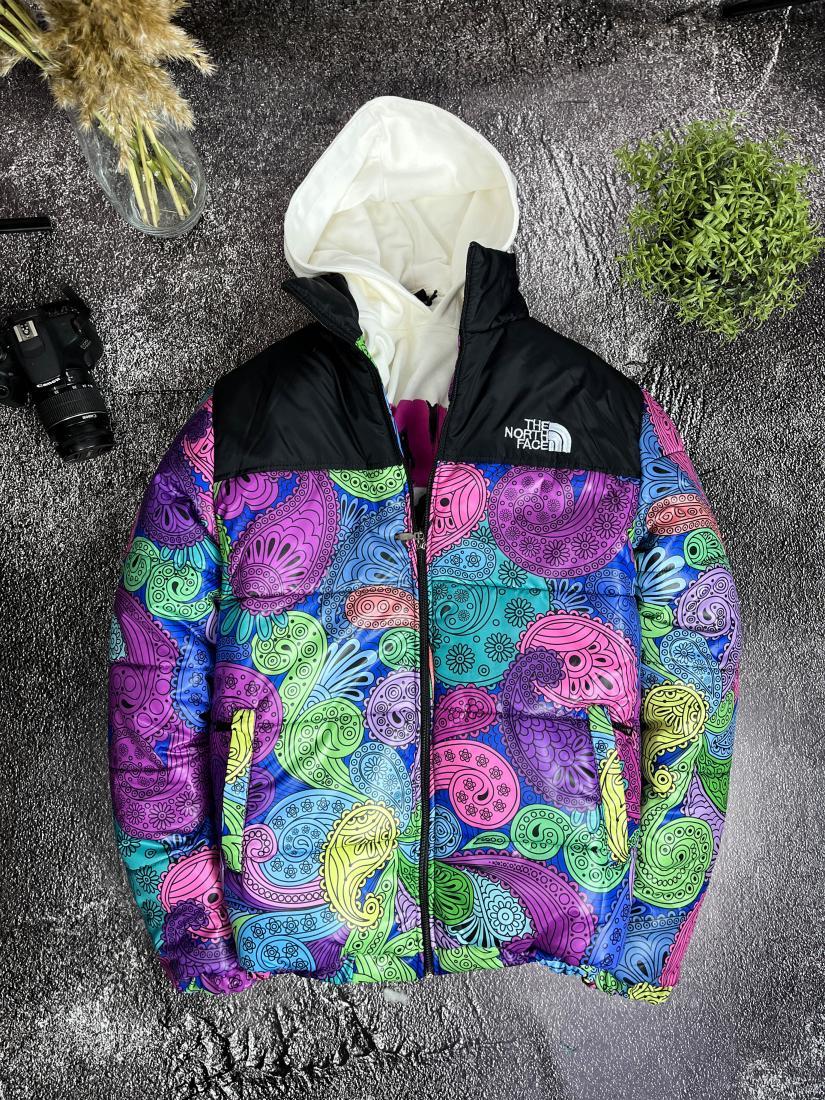 Куртка жіноча зима фіолетова без капюшона The North Face (TNF) Кolorful