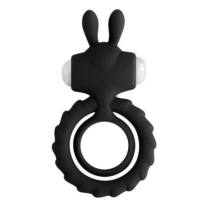 Подвійне ерекційне кільце з вібростимуляцією "Rabbit" - Чорний