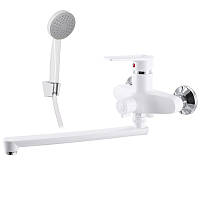 Пластиковий змішувач для ванної Plamix Oscar-006 EURO Білий Комплект