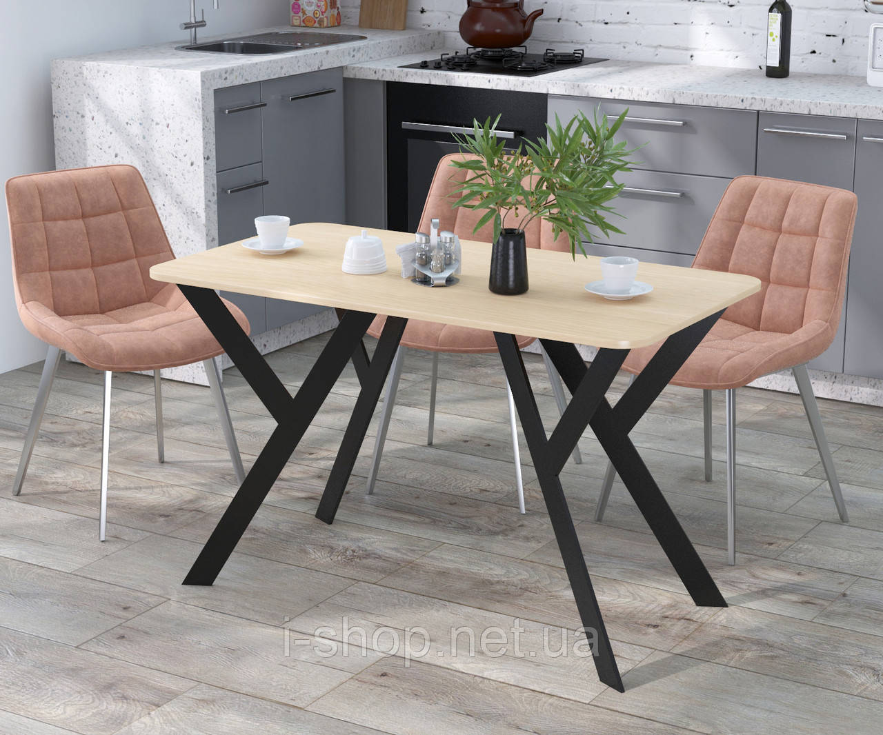 Стіл обідній Ішла 120-65 Loft Design Дуб Борас Заокруглені кути