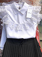 Блуза с рюшами нарядная 116 -146 В наличии!