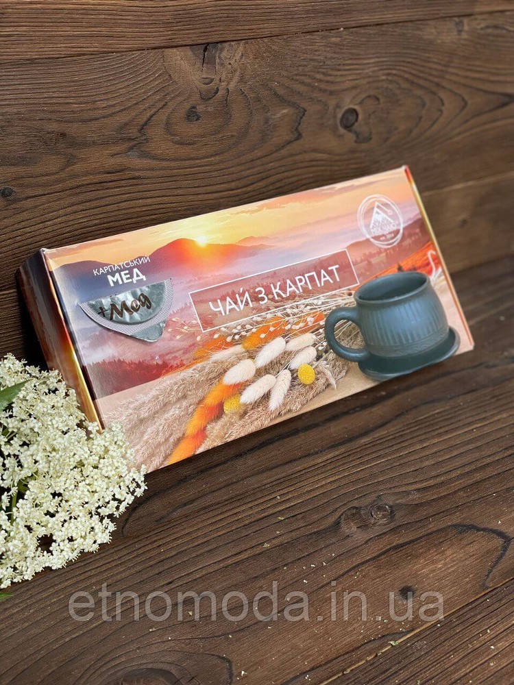 Набір карпатського чаю з медом Чорна чашка, 4 пачки по 35 грам