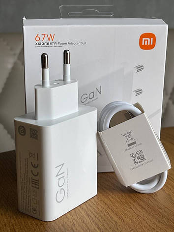 Зарядний пристрій МЗП для Xiaomi Mi 67W Gan 2 in1 USB-C + кабель Type-C to Type-C, фото 1