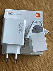 Зарядний пристрій МЗП для Xiaomi Mi 67W Gan 2 in1 USB-C + кабель Type-C to Type-C, фото 3
