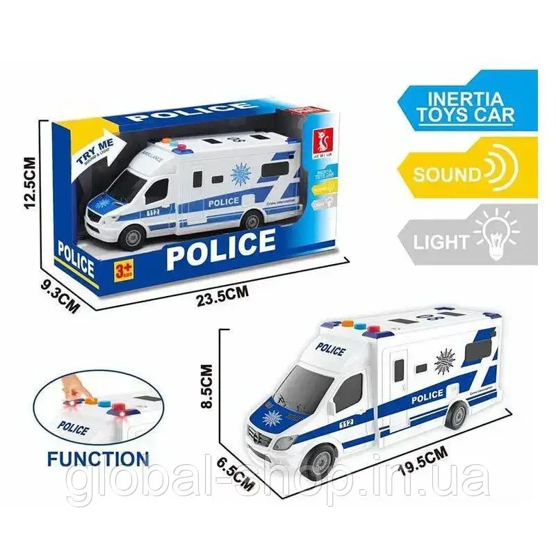 Інерційна Поліцейська машина, фургон звук, світло. Police, Jie Bei lun (J168-12)