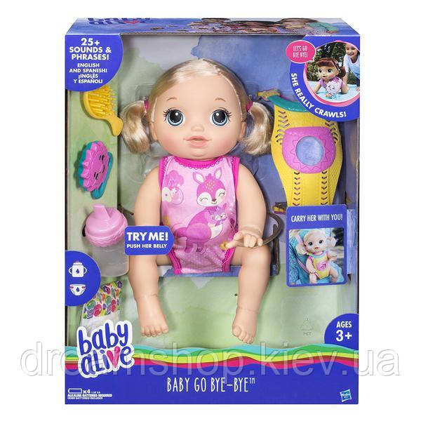 Інтерактивна лялька Повзувальний пупс Baby Alive Baby Go Bye Bye Blonde