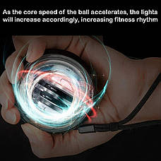 LED Гіробол з підсвічуванням Gyro Ball. Гіроскопічний тренажер для рук. Еспандер Gyroscopic Powerball, фото 5