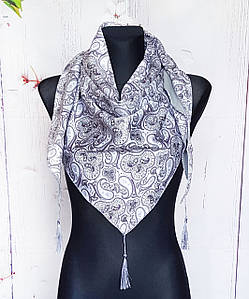 Косинка на флісі тепла з китицями грессі перлиново сірий