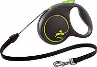 Поводок-рулетка для собак Flexi Black Design M, 5 м, трос, зеленый / Рулетка для собак Флекси / Поводок для