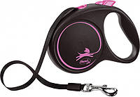 Поводок-рулетка для собак Flexi Black Design M, 5 м, лента, розовый / Рулетка для собак Флекси / Поводок для