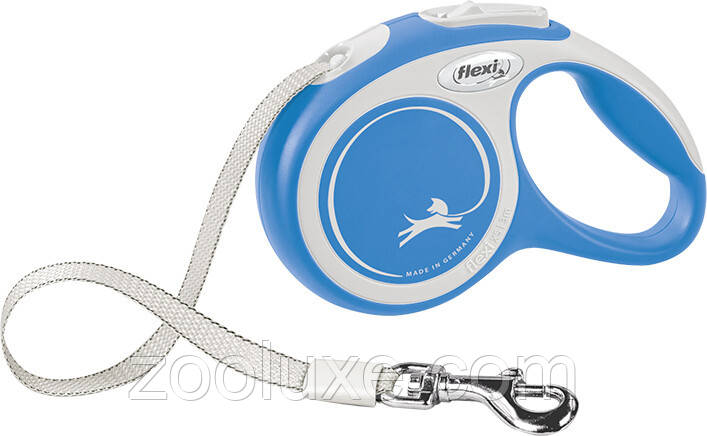 Повідець-рулетка для собак Flexi New Comfort XS, 3 м, стрічка, синій/Ролетка для собак Флексі/Повідець для