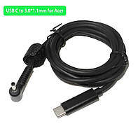 Кабель живлення для ноутбуків Acer від Type C павербанки, USB C to 3,0х1,1 19(20) Вольт