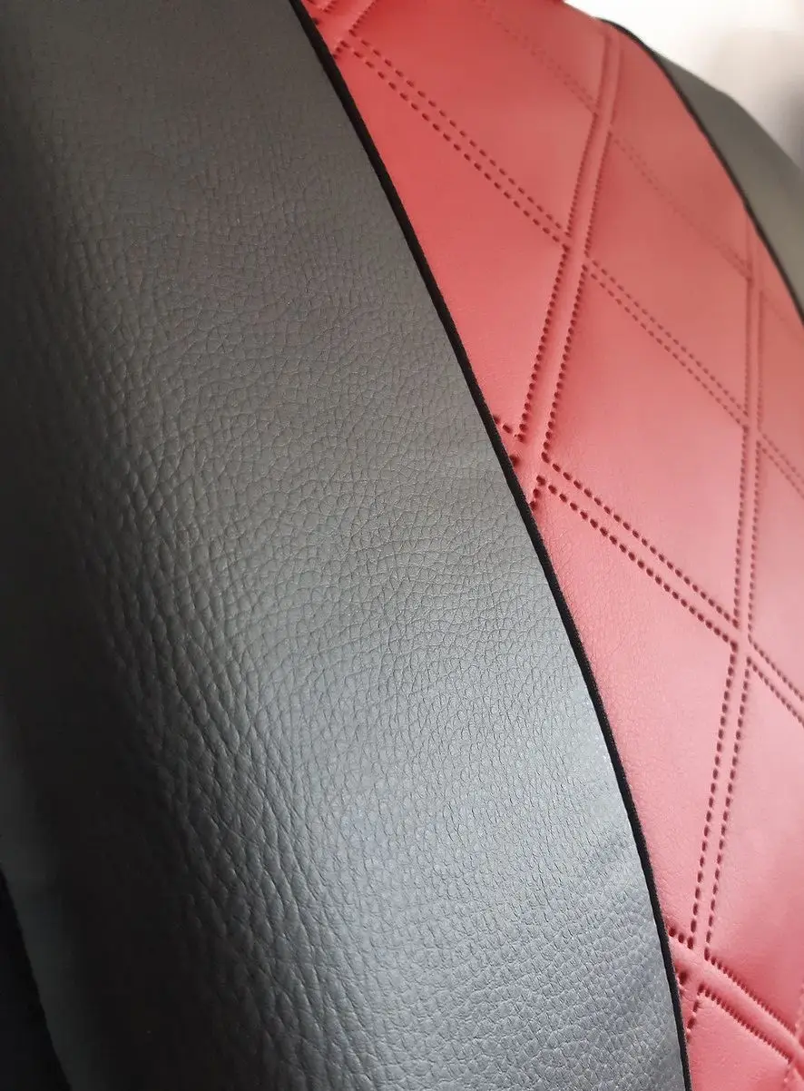 Авточехлы из экокожи Seat Cordoba (1993-2002) POK-TER ELIT Premium с красной вставкой z113-2024 - фото 2 - id-p1914174014