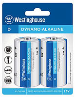 Батарейка WESTINGHOUSE DYNAMO ALKALINE DLR20 BLISTER 2шт елемент живлення 6LR61 9V квадратна D LR20 BATTERY