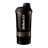 Шейкер с отсеками BioTech USA Shaker Wave + 3 in 1 (500 ml, черный)