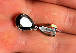 Срібна підвіска з золота пластина чорний камінь фіаніт, фото 2