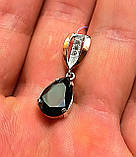 Срібна підвіска з золота пластина чорний камінь фіаніт, фото 3