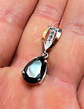 Срібна підвіска з золота пластина чорний камінь фіаніт, фото 4